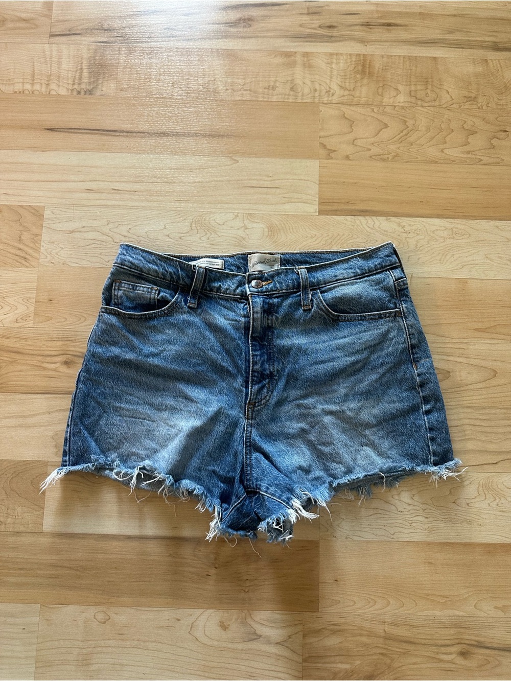 Universal Thread Distressed High Waist Denim Shorts - Blue